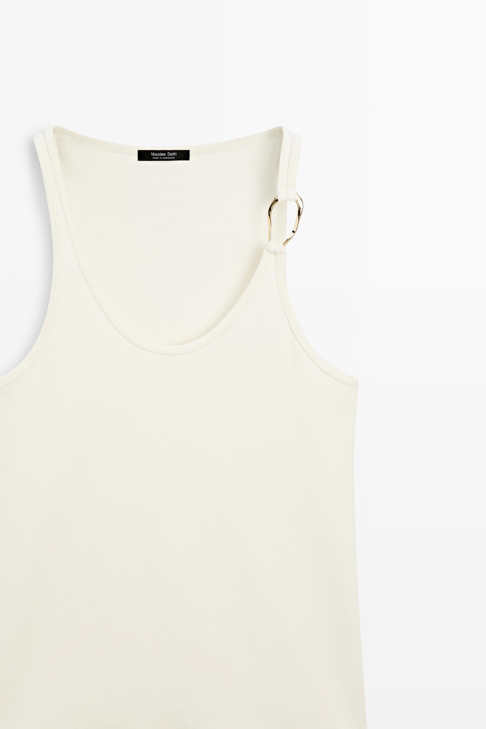 Cotton blend jeweled detail top